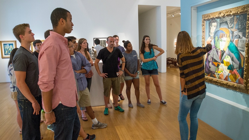 Students in a Spanish Language Study Abroad program get a private tour of the permanent collection in the Museum of Latin American Art of Buenos Aires. Here they learn about the Latin American painter Diego Rivera.